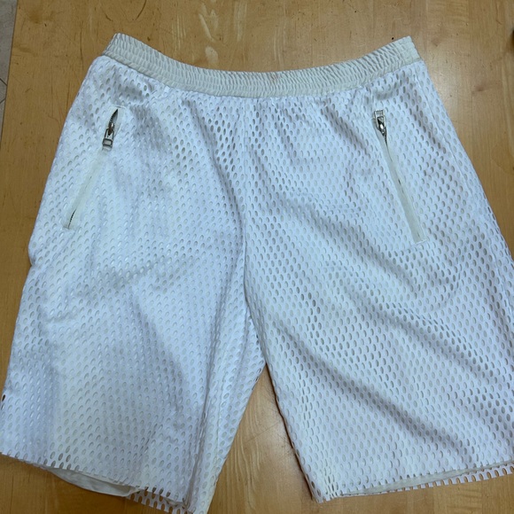 RARE* Faith Connexion Paris white satine and mesh Bermuda shorts - Picture 3 of 11